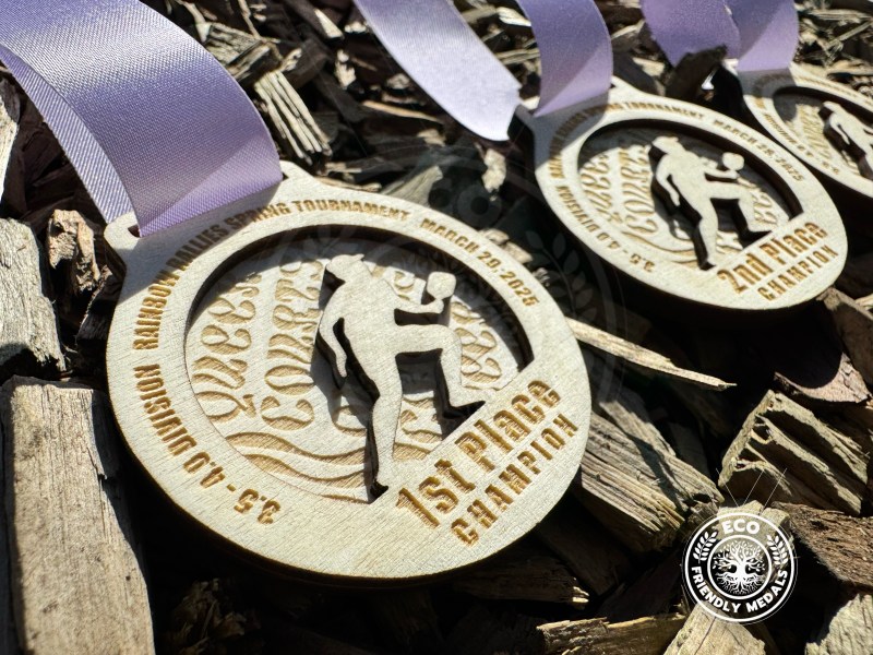 10+ Bulk Packs Custom 3D Logo Eco Wooden Medals
