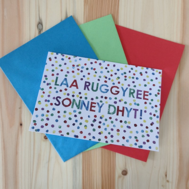 “Laa Ruggyree Sonney Dhyt” Confetti Birthday Card